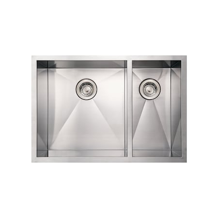 Whitehaus Brushed SS Commercial Dbl Bowl Undermount Sink, Brushed SS WHNCMD2920